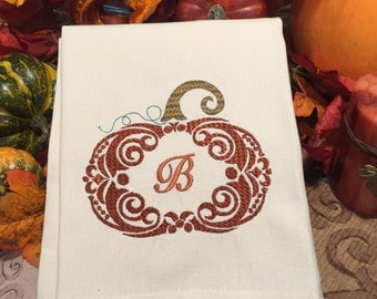 Thanksgiving Decor, Fall Kitchen Towels, Pumpkin Decor, Monogram, Fall Decor, Fall Kitchen Decor, Holiday Decor, Kitchen Towel, Thanksgiving