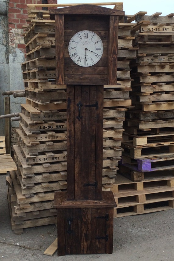 Grandfatherstyle Clock with storage made with recycled pallet