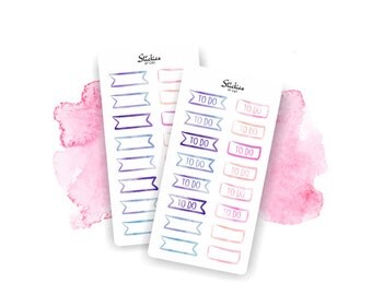 Watercolor Label Reminder Planner Stickers / Blank Watercolor Planner Stickers / Pink, Purple, Blue Watercolor Stickers | W1