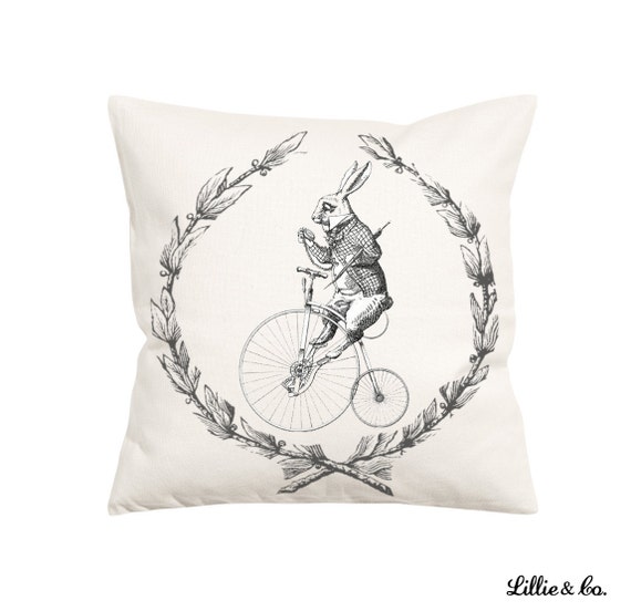 White Rabbit Vintage Style-Throw Pillow Decorative