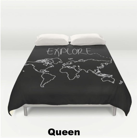 Explore World Map Forter Or Duvet Cover Twin Twin XL