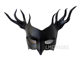 Leather Mask Black Scorpio Reindeer Branches Halloween Vampire Masquerade Carnival Male Man Men Masculine Bachelor Party Weddings Mardi gras