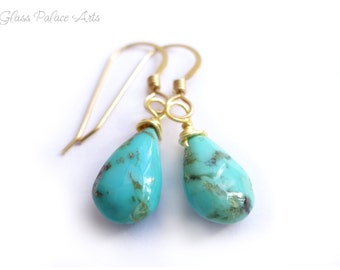 Sleeping Beauty Turquoise Earrings, Genuine Turquoise Jewelry, Turquoise Teardrop Earrings, Native American Turquoise Earrings Style, Gift