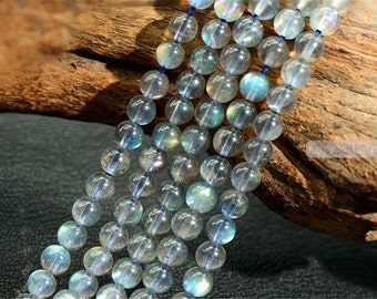 Grade AAA Natural Labradorite Beads Blue Luster Gray Moonstone Beads NOT Dyed 5mm 8mm Smooth Polished Round 15 Inch Strand MD06