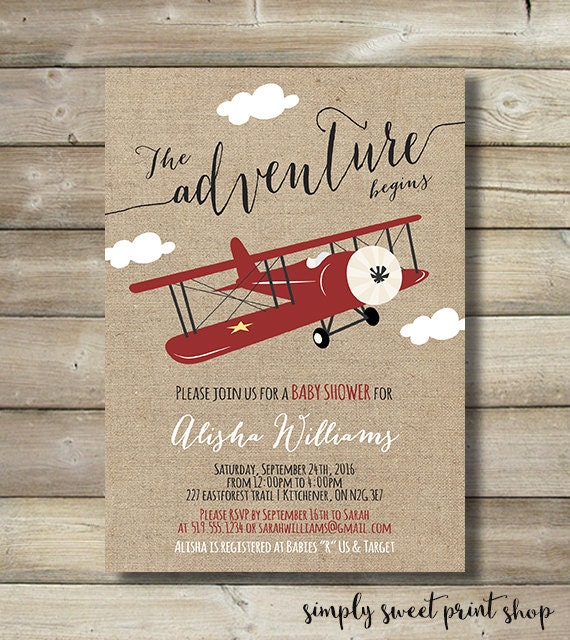 Vintage Airplane Invitation Template 7