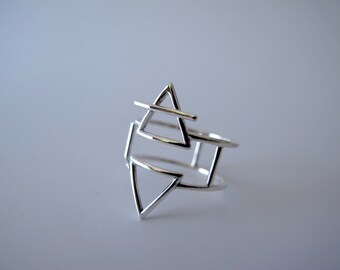 Alchemy Symbol Ring/ Sterling Silver Statement Ring/ Triangle Ring/ Bohemian Ring/ Witchcraft Ring/ Reversible Ring/ Wicca Ring