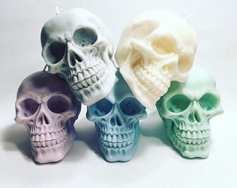 Pastel skull candles - set of three - 100% soy wax - your choice of colour & scent! Vegan friendly - Pastel decor - Birthday gift