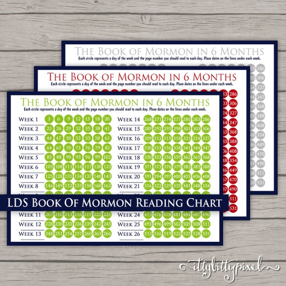 LDS Book of Mormon Reading Chart Young Mens by IttyBittyPixel