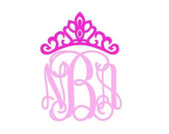 Tiara Monogram instant download digital cut file for cutting machines - SVG DXF EPS ps Studio3 Studio (monogram font sold separately)