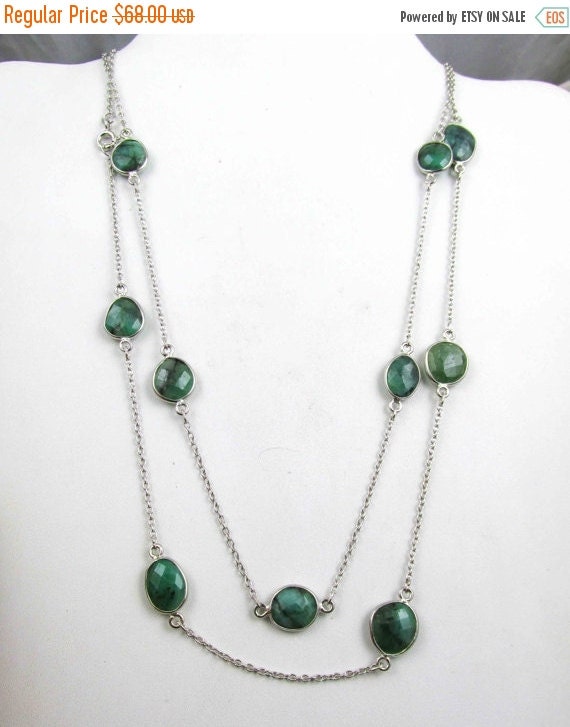 20% off 36 inch Emerald Chain NECKLACE Natural by gemswelry