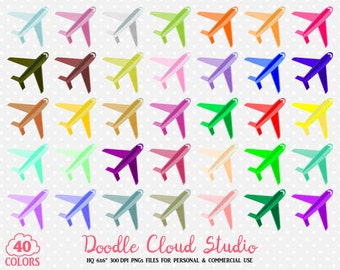 40 Colorful Airplane Clipart Travel Plane Holyday Planner Sticker Airport icon PNG with Transparent Background for Personal & Commercial Use