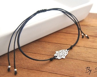 Sterling Silver Hamsa Bracelet rosette, Hamsa Charm, Hamsa Silver, Hamsa Pendant, Hand of Fatima Bracelet, Protection Bracelet, hand amulet
