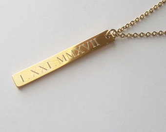 Roman Numeral Necklace, date necklace,Personalized necklace, Rose Gold Necklace, bridesmaid gift