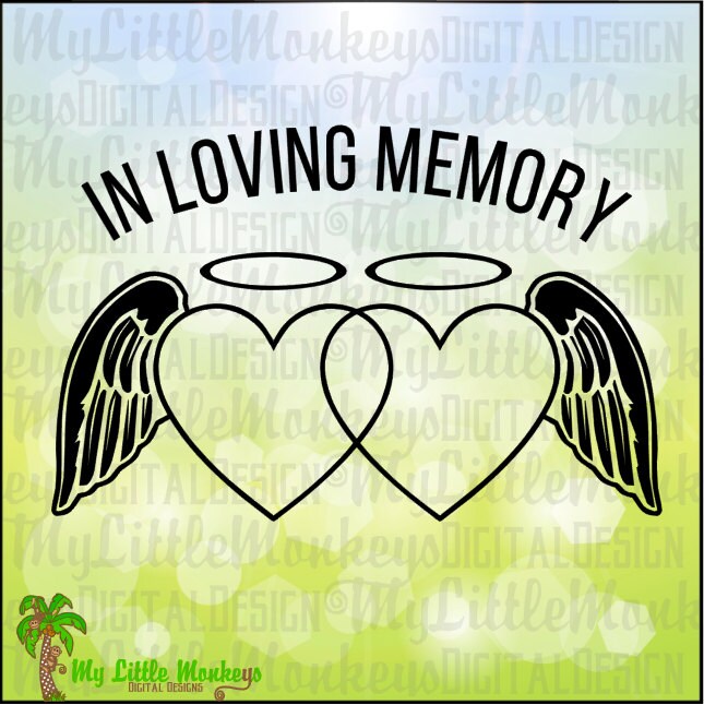 In Loving Memory Memorial Decal Double Heart Memorial