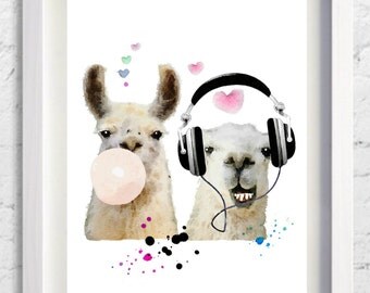 Alpaca Print, Nursery Decor, Alpaca Wall Art, Modern Animal Print, Nursery Print,lila and lola ,Pic No 114
