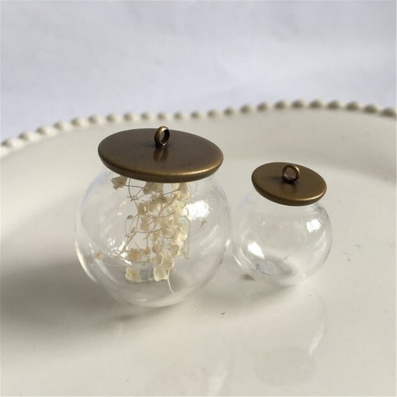 4pcs 20MM/30MM Glass Ball Bottle With Bronze CapGlobe charm