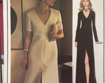 Stunning Vogue Paris Original Dress with Deep V-Neck and High Slit, Pattern 2607 by Christian Dior with LABEL