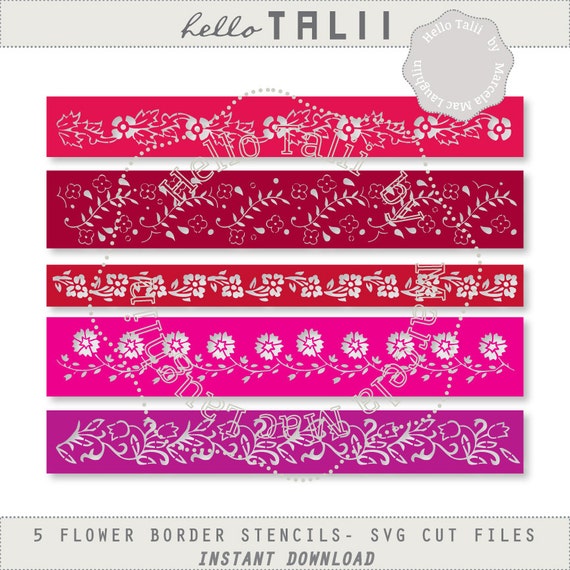 Download Flower Border Stencils SVG Cut files PNG Clipart 5 by ...