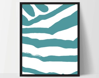 Abstract Zebra, Wall Art, Artwork, Home Decor, Modern Print, Print Art, Instant Download, Blue, Nursery, Baby, Digital Print