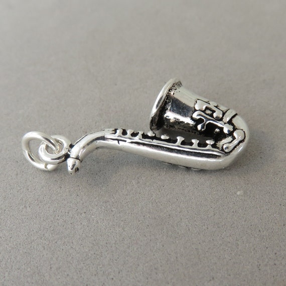 Sterling Silver 3D SAXOPHONE Charm Pendant Music by HayleesSilver