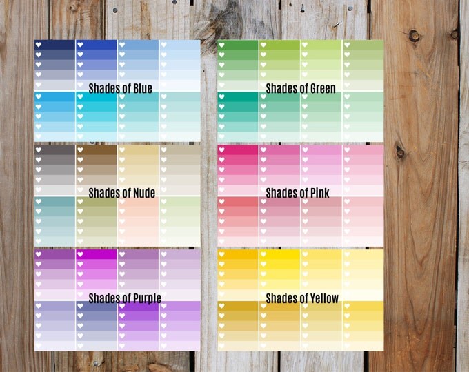 Blue Heart Check Box Planner Stickers in Glossy - Shades Of Blue | for use with ERIN CONDREN Life Planner