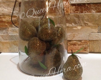 Artificial Beaded Pear Fruit Christmas Ornaments Bowl Filler Lot of 6!