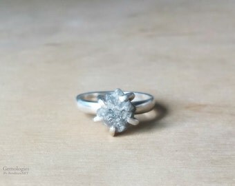 Rough Diamond Ring, Raw Diamond Engagement Ring for Women, Large 2.75 Carat, Trending on Etsy, April Birthstone Jewelry, Wife Anniversary