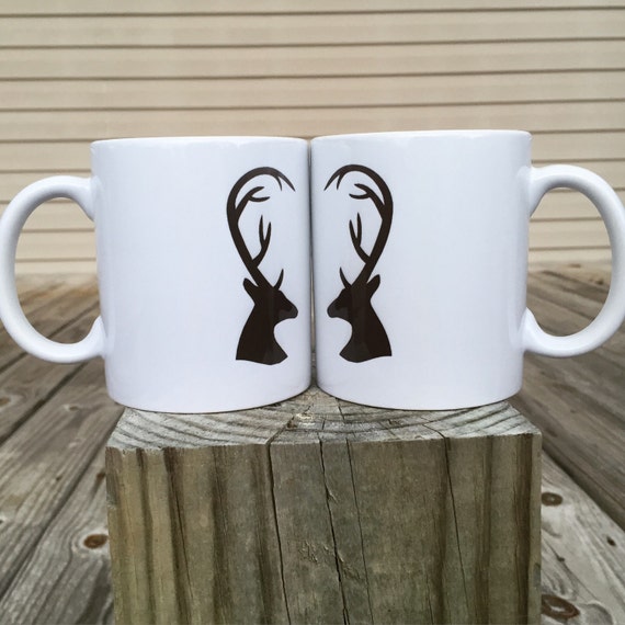 Deer Antler Heart Couple S Coffee Mugs