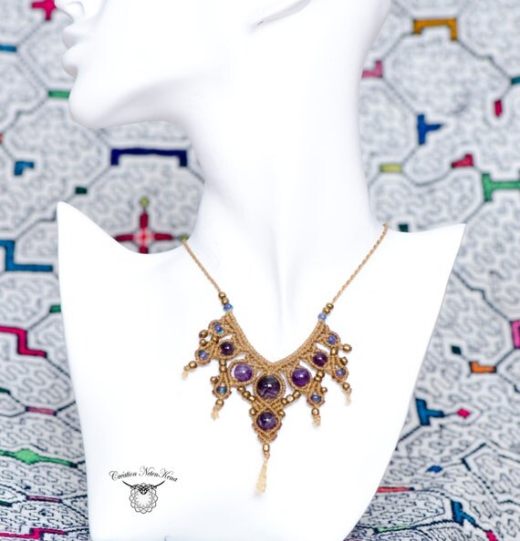 Elara Handmade Macrame Necklace - Semi Precious Stone