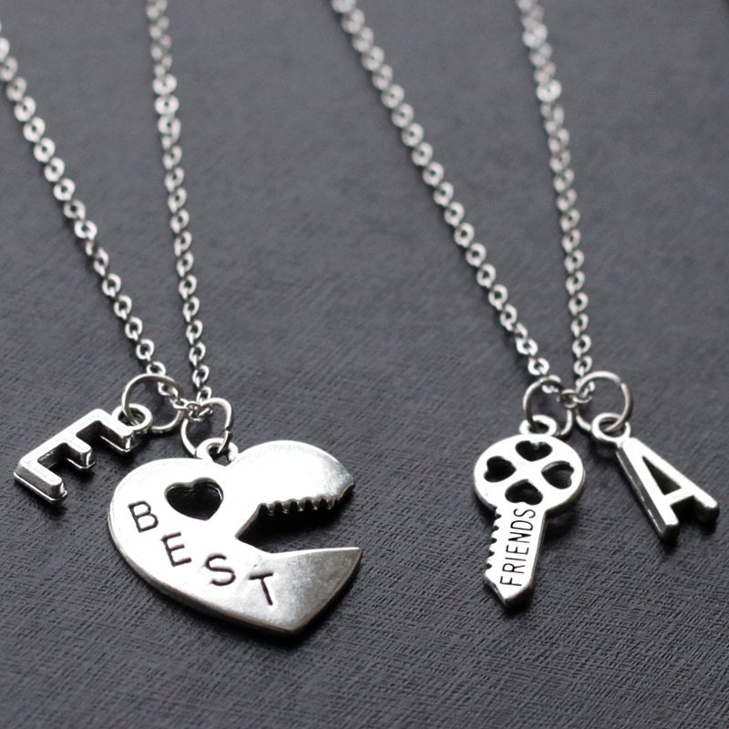 Best Friends Necklace set initials Graduation Friendship