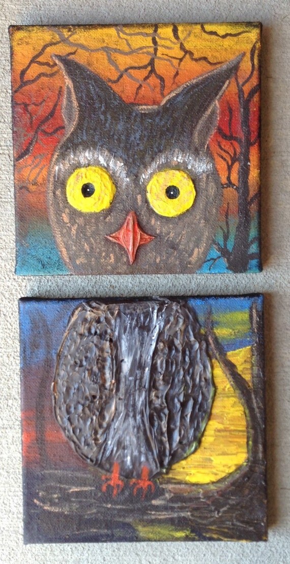 Beautiful Original acrylic owl painting one of a kind by MelBsArt