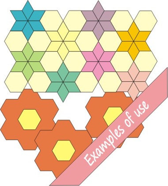 1and2 Printable Mixed Shapes For English Paper Piecing Epp Pieces Dowloadable Download 3749