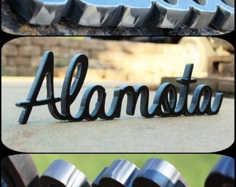 Custom Metal Sign: Thick Stand Alone Personalized Metal Name, Phrase, or Wording -Custom Initials Steel Decor- Steel Anniversary Gift