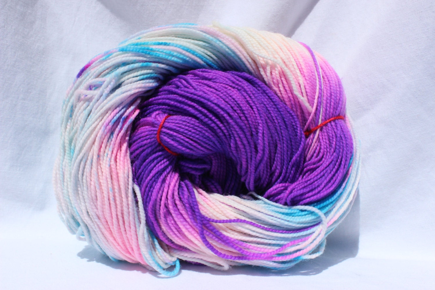 RTS Hand Dyed Yarn purple blue pink speckled yarn