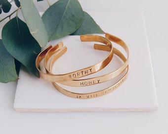 Gold Cuff, Customized and Hand Stamped