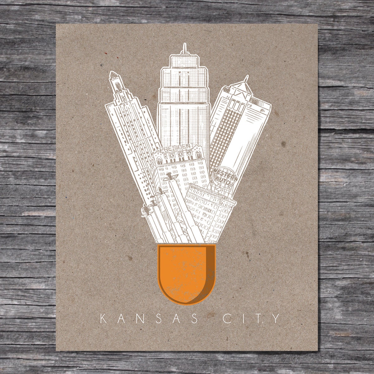 Kansas City Icons Screen Printed Poster by BozzPrints on Etsy