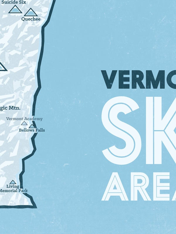 Vermont Ski Resorts Map 18x24 Poster by BestMapsEver on Etsy