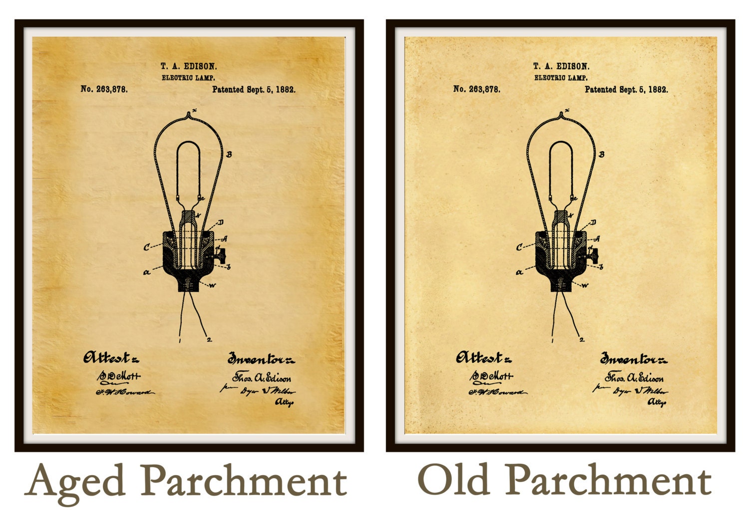 Patent 1882 Edison Electric Light Bulb - Electric Lamp Patent Art Print ...