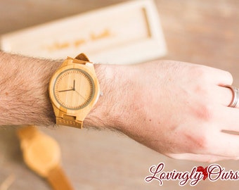 Husband Gift Boyfriend Gift - Personalized Mens Wooden Engraved Watch - Father's Day Gift Valentines Christmas Gift