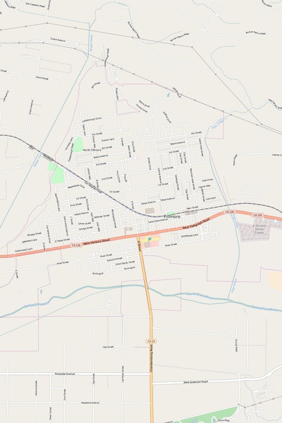 Editable City Map of Fillmore CA