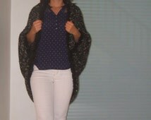 Electric Lightning Print Fringe Shrug with Black Fur Collar