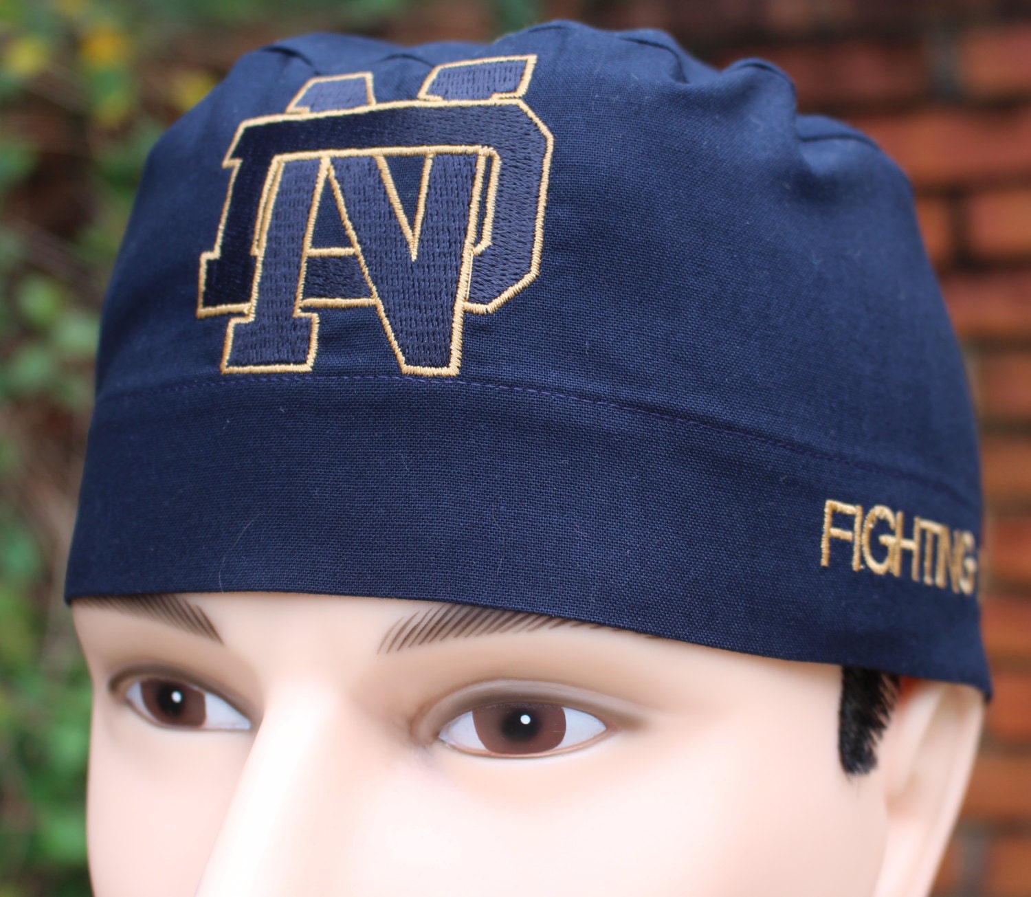 Navy Blue Scrub Cap for Men with Notre Dame Fighting Irish