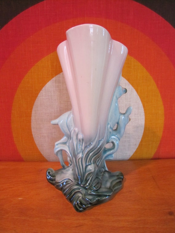 RESERVED Hull Vase Deer Vase Pair of Deer on Vase Pink and