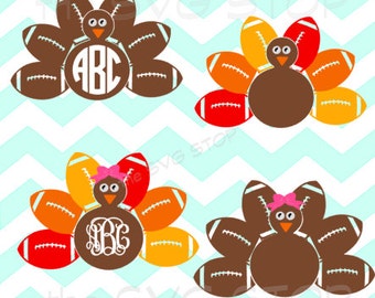 Monogram Football Turkey SVG and studio files for Cricut, Silhouette, Vinyl Cutters and Screen Printing