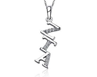 Zeta Tau Alpha Lavalier, Diagonal Design, Sterling Silver (ZTA-P002)