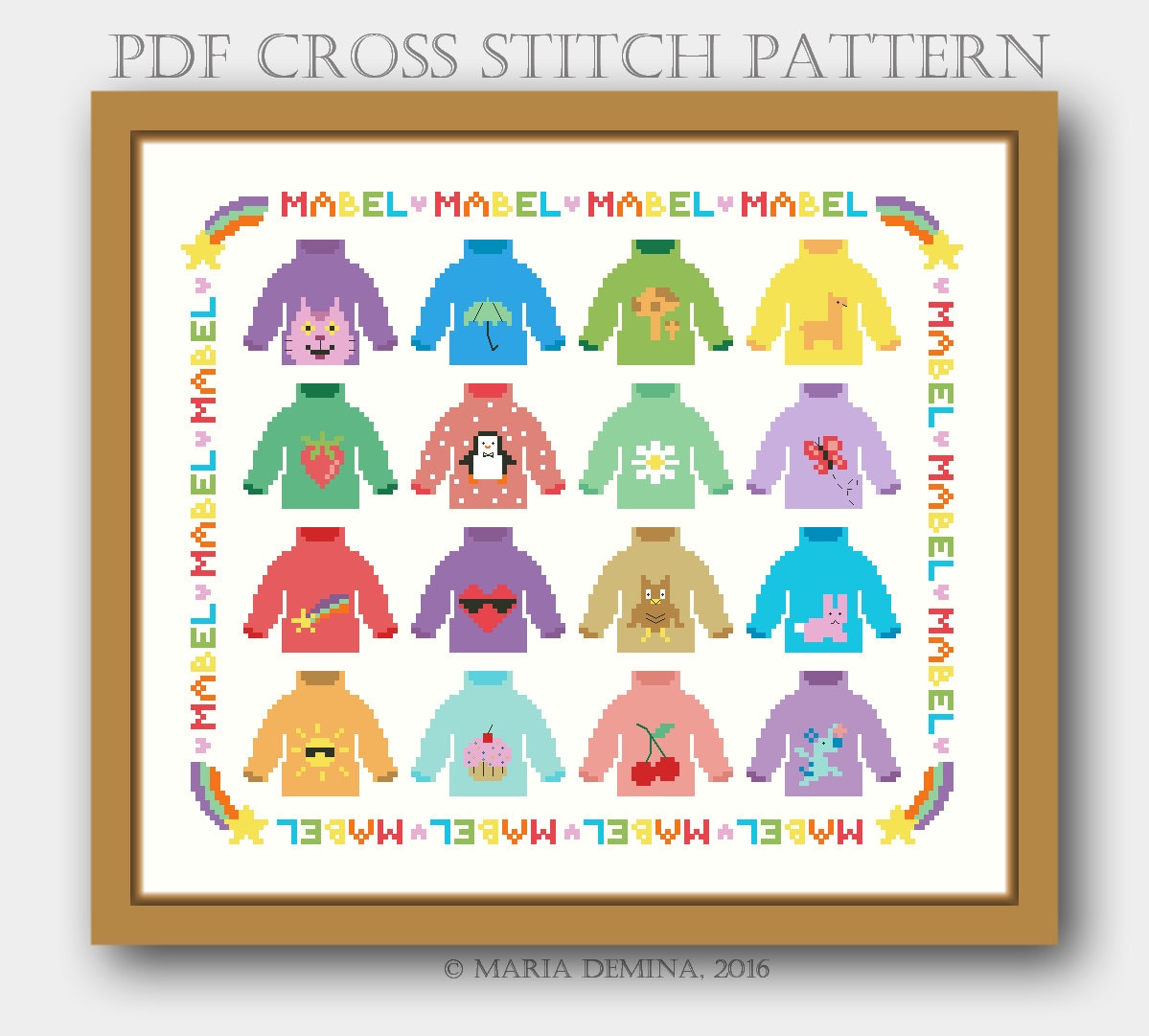 Mabels Sweaters Parody Sampler (Gravity Falls) PDF cross stitch pattern / instant download