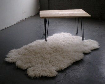 4'x 6' Natural Sheepskin-Shape Flokati rug. Super thick 3.25"+ pile. 100% wool no synthetics! Soft wool backing-no skins!