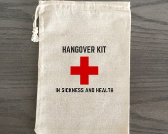 10 Bachelorette Party Favor, Hangover Kit, Survival Kit, Recovery Kit, Emergency Kit, Custom Bachelorette Bags - In Sickness and Health