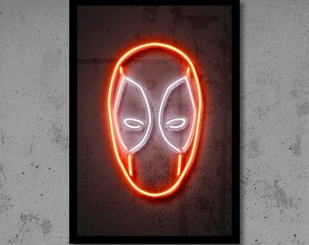 Deadpool Wall Art Deadpool Nursery Deadpool Neon Superhero Wall Décor Kids Room Wall Art Deadpool Gifts Neon Art Avengers Art Gift for Him