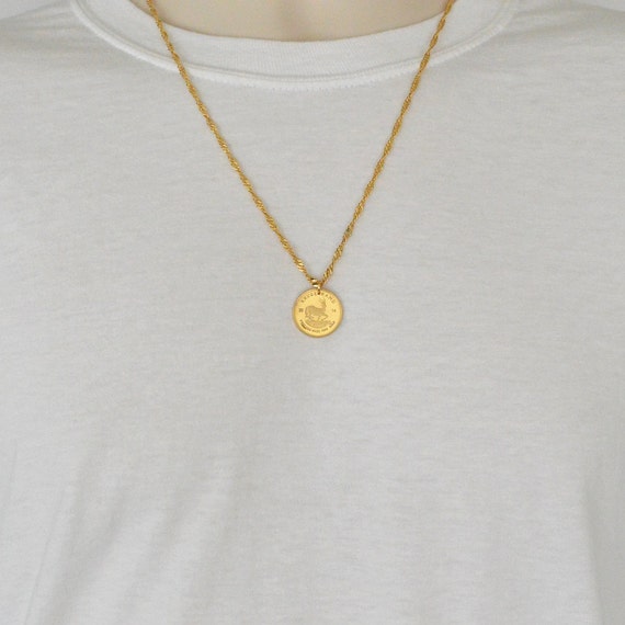 South African Krugerrand Coin Necklace With 1/4 oz Pendant 24k
